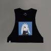 Rebellious Soul (Blue) Women's Cropped Cut-Off Tank - Thumbnail Image 1