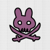 27 White Socks – Purple Rabbit (Black Outline)